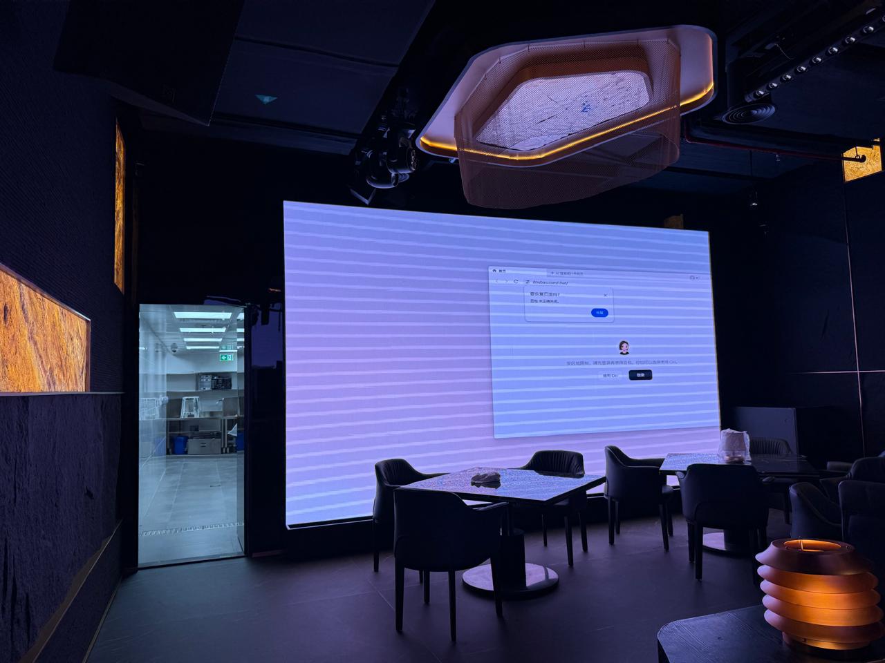 Large format indoor LED display during commissioning